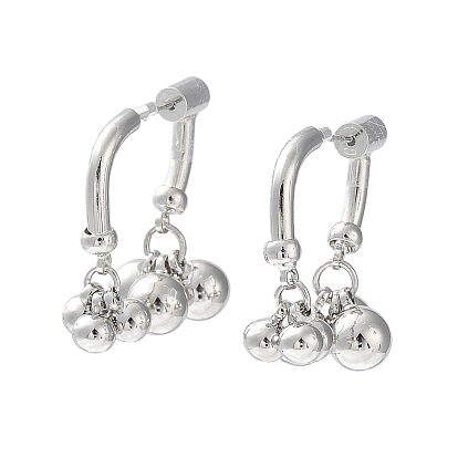 Brass Round Ball Dangle Stud Earrings, Front Back Stud Earrings for Women