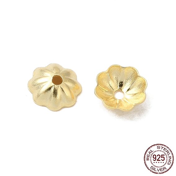 925 Sterling Silver Bead Caps, 8-Petal, Flower