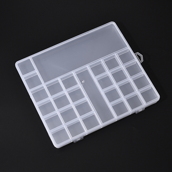 Transparent Plastic Bead Containers, with 28 Compartments, for DIY Art Craft, Bead Storage, Rectangle