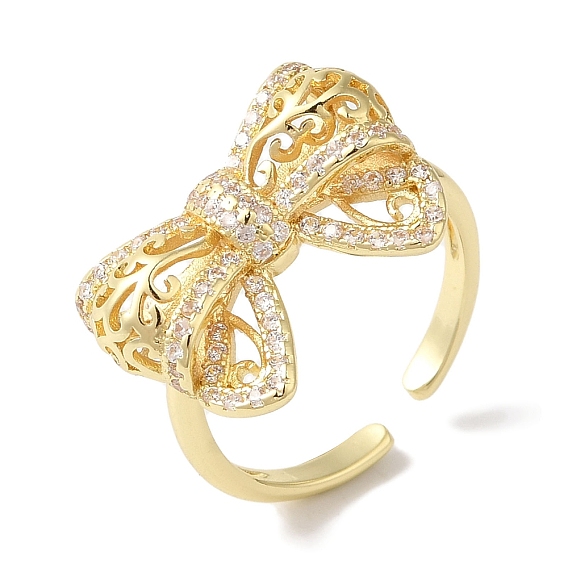 Открытые манжеты из латуни с бантом и микро-паве с прозрачным цирконием для женщин