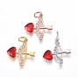 Brass Pendants, with Micro Pave Cubic Zirconia and Jump Rings, Cupid/Cherub Arrow, for Valentine's day