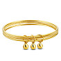 Brass Charm Bangles, Bell, Real 24K Gold Plated