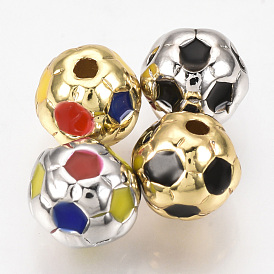 Brass Enamel Beads, FootBall/Soccer Ball