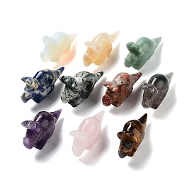 Gemstone Carved Rhinoceros Figurines, for Home Office Desktop Feng Shui Ornament