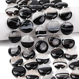 Природный агат бисер нитей, окрашенная и подогревом, чёрные