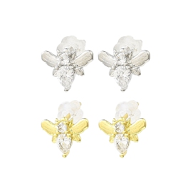 Bees Brass Micro Pave Cubic Zirconia Stud Earrings, Long-Lasting Plated, Lead Free & Cadmium Free