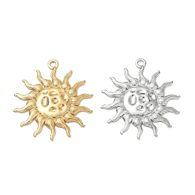 304 Stainless Steel Pendants, Hammered Sun Charms
