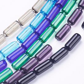 Cuentas de vidrio transparentes, tubo, 9x4 mm, agujero: 0.5 mm, sobre 32~33 unidades / cadena, 12 pulgada