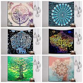 Polyester Bohemian Mandala Tree of Life Wall Hanging Tapestry, for Bedroom Living Room Decoration, Rectangle