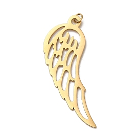 304 Stainless Steel Pendants, with Jump Ring, Laser Cut, Wing Charm