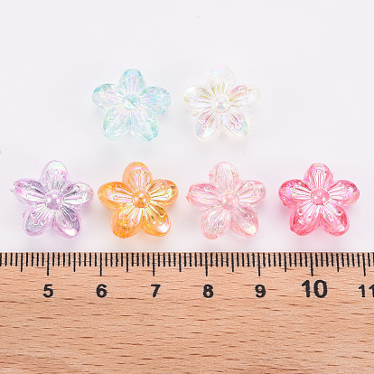 Transparent Acrylic Beads, AB Color, Flower