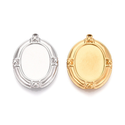 304 Настройки кабошон из нержавеющей стали кулон, ионное покрытие (ip), овальные