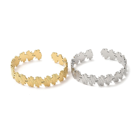 304 из нержавеющей стали манжеты браслеты, браслеты с открытыми листьями для женщин