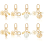 8Pcs 4 Style Alloy Baking Paint Keychain, with Imitation Pearl, Heart & Rectanlgle & Shell