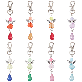 DIY Angel Theme Keychain Kits, include Iron Flat Head Pins, Acrylic Beads, Alloy Lobster Claw Clasps & Beads, ABS Plastic Imitation Pearl Beads