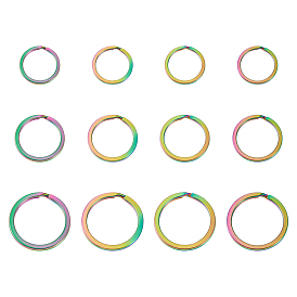 18 шт. 3 стиль ионное покрытие (IP) радужного цвета 304 разъемные брелоки из нержавеющей стали, брелок для ключей, круглые кольца