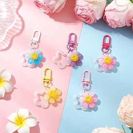 5 шт 5 цвета акриловый улыбающееся лицо цветок кулон украшение, застежки из сплава подвески для украшений сумок