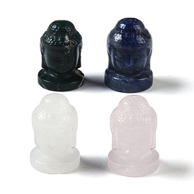 Natural Mixed Gemstone Carved Buddha Figurines, for Home Office Desktop Feng Shui Ornament