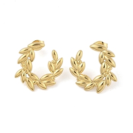 Ion Plating(IP) 304 Stainless Steel Stud Earrings for Women, Wreath