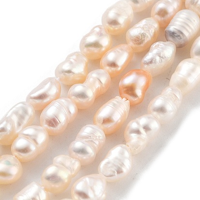 Natural Cultured Freshwater Pearl Beads Strands, Oval