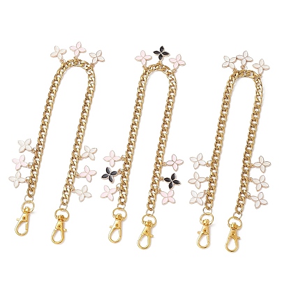3 шт. 3 подвеска-цветок из цветного сплава с эмалью 304 декоративные цепочки из кубинской цепочке из нержавеющей стали, с поворотными застежками сплава, аксессуары для замены сумок, разноцветные