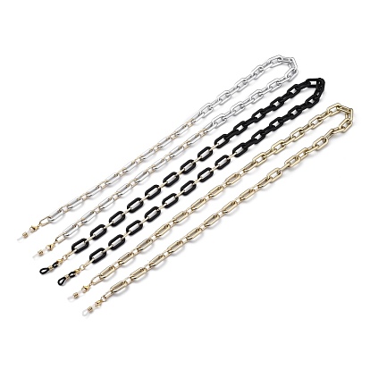 Conjuntos de cadenas para anteojos, correa para el cuello para anteojos, con cadenas portacables de aluminio y plástico ccb pintadas con spray, 304 cierres de pinza de langosta de acero inoxidable y extremos de bucle de goma