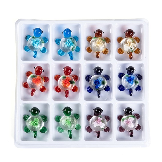 Подвески лэмпворк ручной работы, черепаха, разноцветные