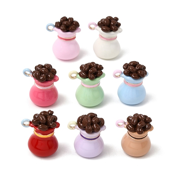 Alloy Enamel Pendants, Coffeepot Charms