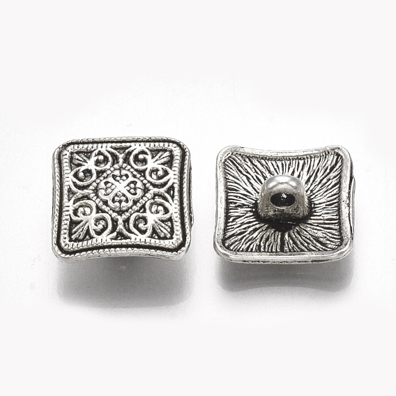 Tibetan Style Alloy Shank Buttons, Cadmium Free & Lead Free, Square