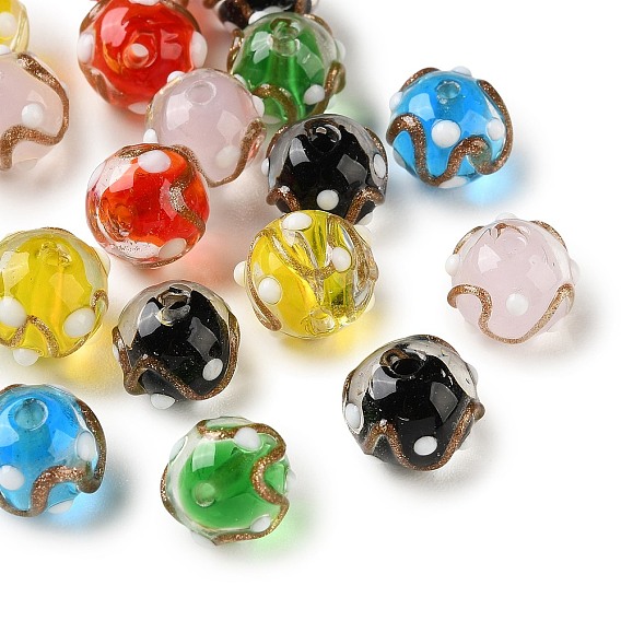 Бусины ручной работы бусины золотого песка, круглый, в горошек и волнистый узор