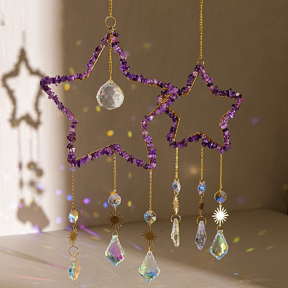 Подвеска-ловец солнца из драгоценных камней и хрусталя, создатель радуги, украшение сада и дома своими руками, звезда