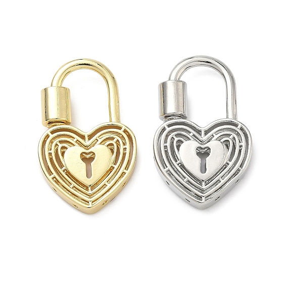 Латунные подвески, сердце блокировки прелести, без кадмия и без свинца, стойки покрытие, долговечный