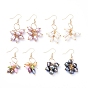 Natural Cultured Freshwater Pearl Dangle Earrings, with Golden Plated Brass Earring Hooks, Copper Wire and Cardboard Boxes