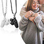 Magnetic Game Controller Alloy Pendant Matching Necklaces Set, with Cable Chains & Imitation Leather Cords, for Couples Best Friends