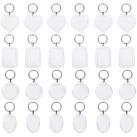 Акриловый брелок, с железными разрезными брелоками, плоский круглый и сердце и прямоугольник и овал