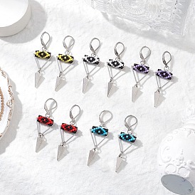 Серьги-гвоздики с застежкой-молнией из латунного стекла с треугольным глазом, платина