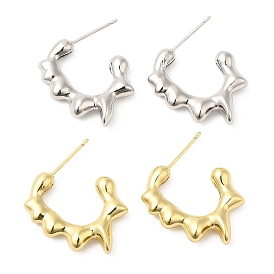 Brass Ring Melting Stud Earrings, Half Hoop Earrings, Lead Free & Cadmium Free