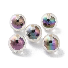 UV Plating Rainbow Iridescent Acrylic Beads, Bead in Bead, Round