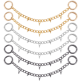 6 шт. 3 цвета алюминиевые цепи цепи для ремней для ботинок, с 304 подвесками из нержавеющей стали и кольцом из сплава пружинного затвора, заклепка