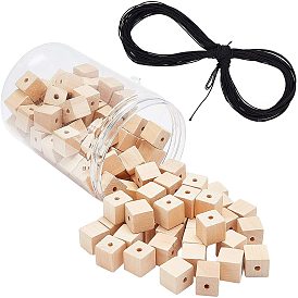 Unfinished Wood Beads, Natural Wooden Beads, Lead Free, Cube