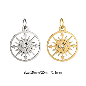 Stainless steel hollow compass with ring accessories 18K furnace vacuum gold-plated titanium steel necklace bracelet pendant pendant