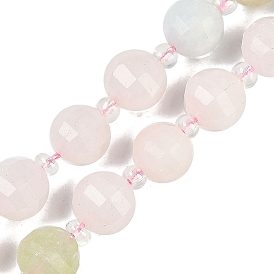 Natural Morganite Beads Strands, Faceted, Lantern, with Seed Beads