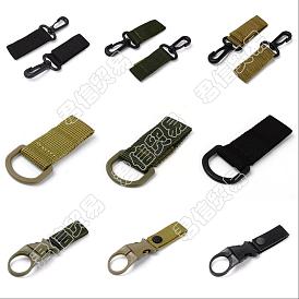 SUPERFINDINGS 9Pcs Tactical Belt Hanging Carabiners Hook, with Nylon Webbing, for Hiking Outdoor Activities