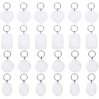 Акриловый брелок, с железными разрезными брелоками, плоский круглый и сердце и прямоугольник и овал