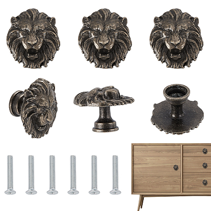 Ручки для ящиков из сплава льва, ручки шкафа, аксессуары для дверных ручек, с винтом