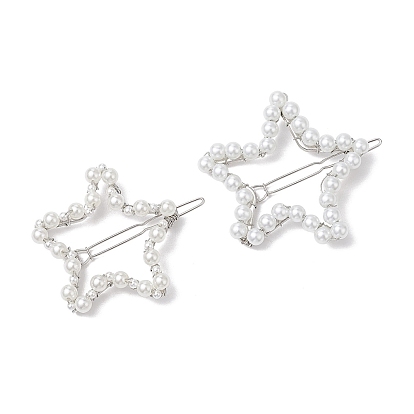 2 шт. заколки для волос из ракушек и жемчуга в форме звезды и АБС-пластика, с заколками из сплава, для девочек