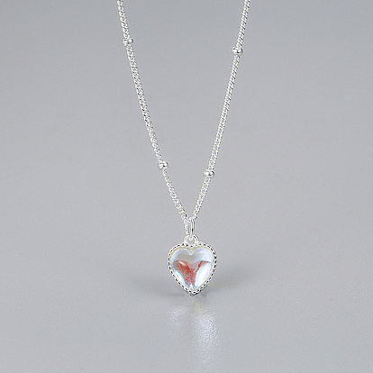 Сердце 925 ожерелья с подвеской из стерлингового серебра и лунного камня