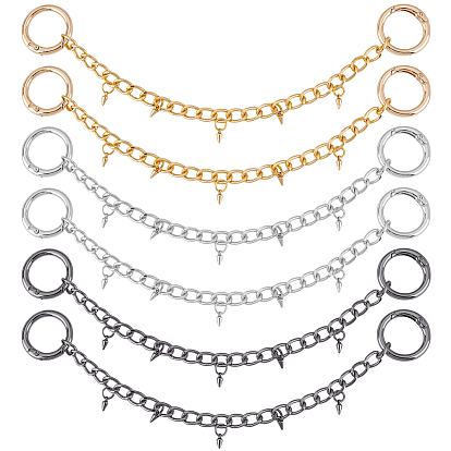 6 шт. 3 цвета алюминиевые цепи цепи для ремней для ботинок, с 304 подвесками из нержавеющей стали и кольцом из сплава пружинного затвора, заклепка