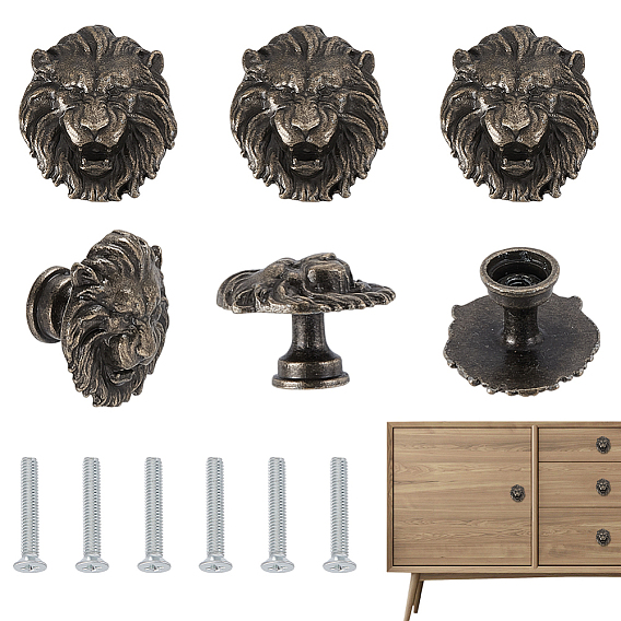 Ручки для ящиков из сплава льва, ручки шкафа, аксессуары для дверных ручек, с винтом