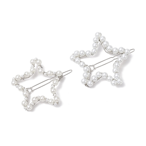 2 шт. заколки для волос из ракушек и жемчуга в форме звезды и АБС-пластика, с заколками из сплава, для девочек